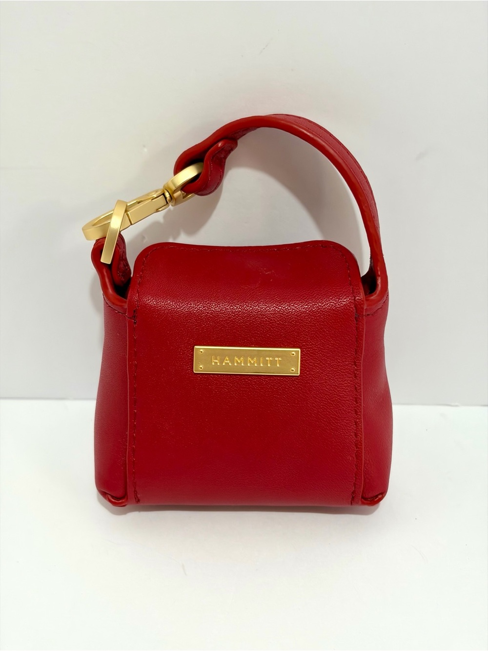 Hammitt Mini B Bag Charm/Pouch In Red Flare With Brushed Gold Hardware